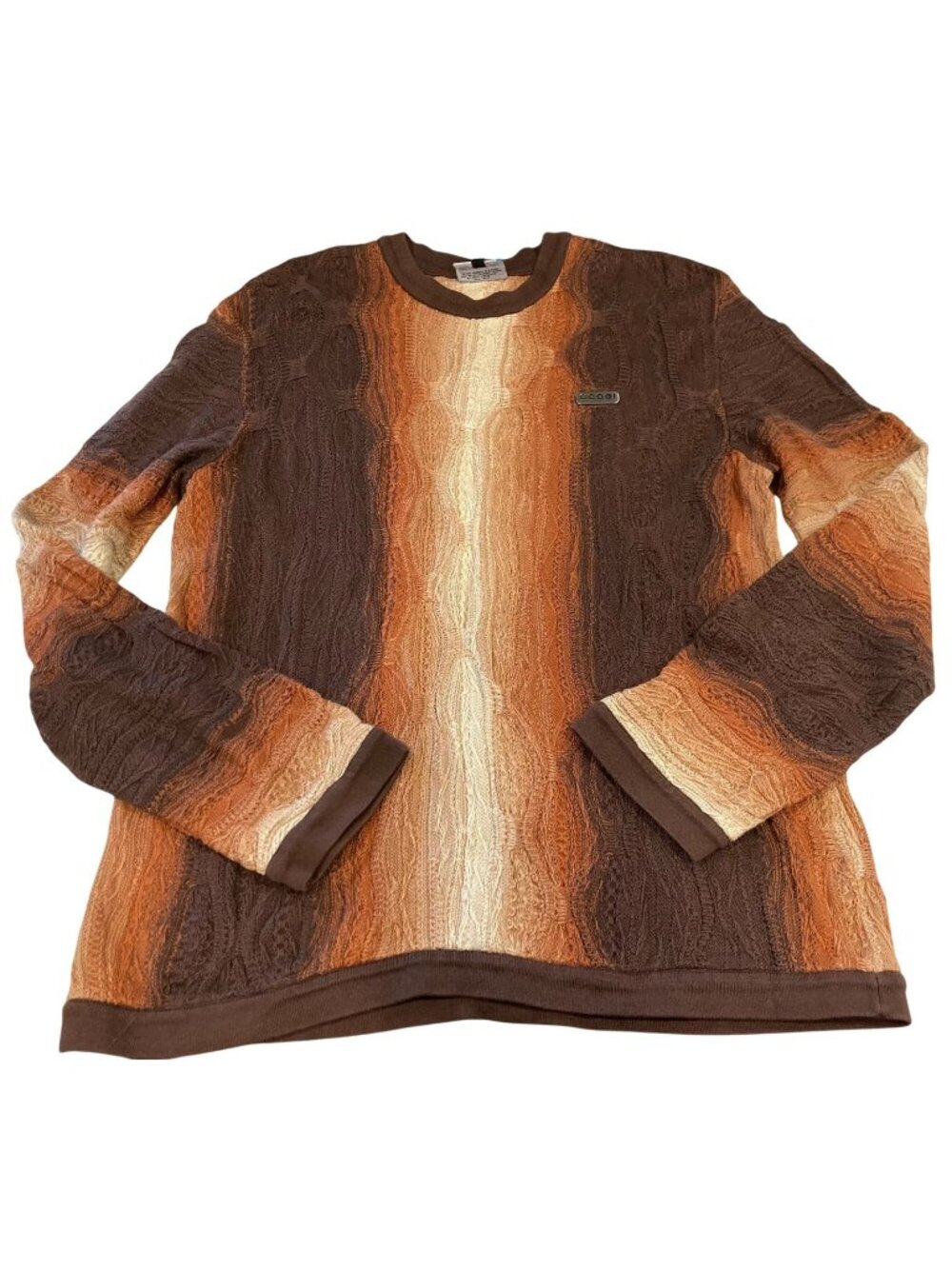 Vintage Coogi 3D Knit Pullover Sweater XL Brown Orange Ombre Retro Y2K Australia